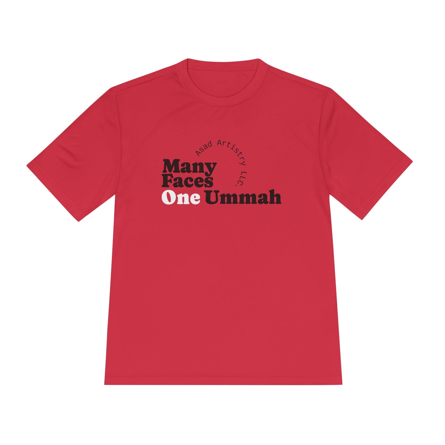 Moisture Wicking Tee with 'Many Faces One Ummah' Design