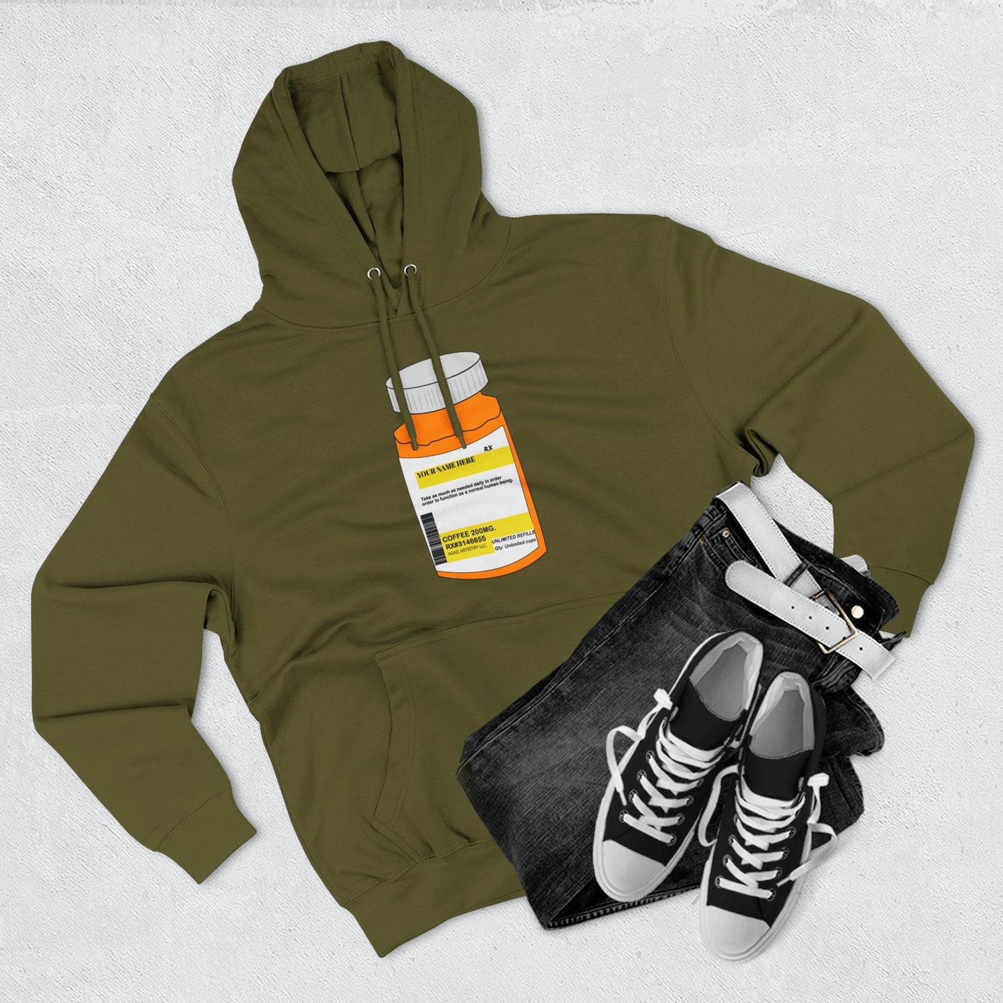 Customizable Prescription Bottle Hoodie - Cozy Medication Inspired Fleece Sweatshirt
