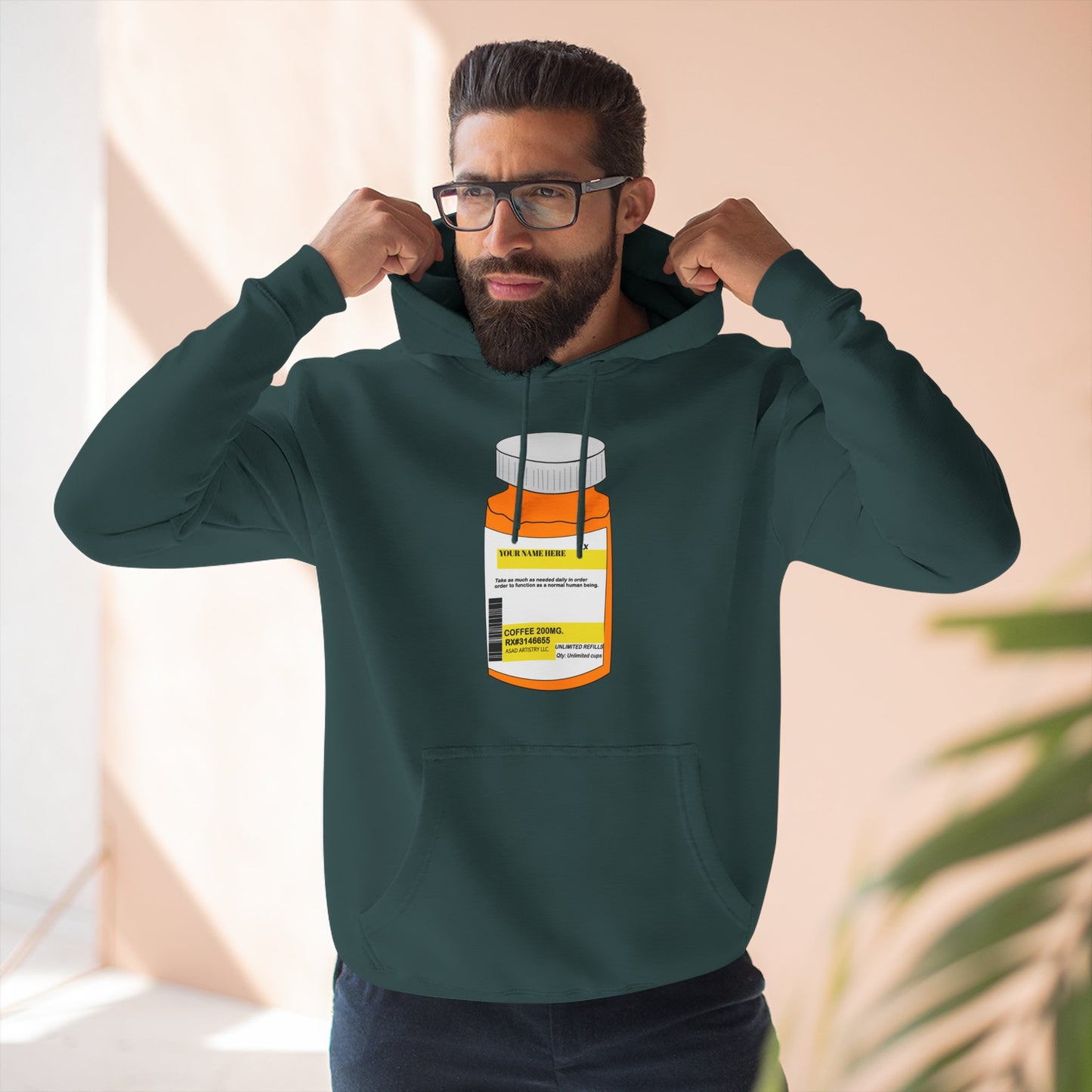 Customizable Prescription Bottle Hoodie - Cozy Medication Inspired Fleece Sweatshirt
