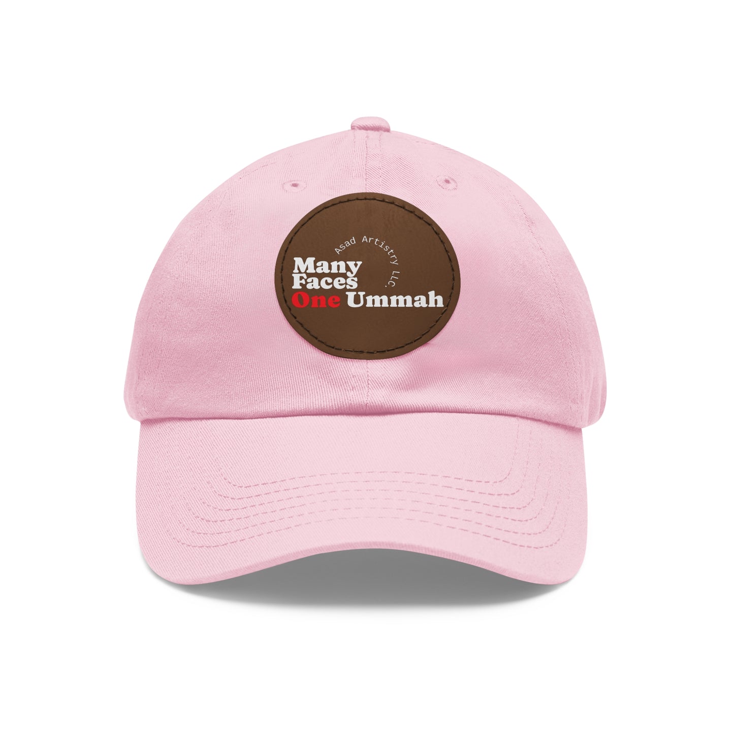 Hat with Leather Patch (Round)Many Faces, One Ummah Leather Patch Hat – Unity You Can Wear