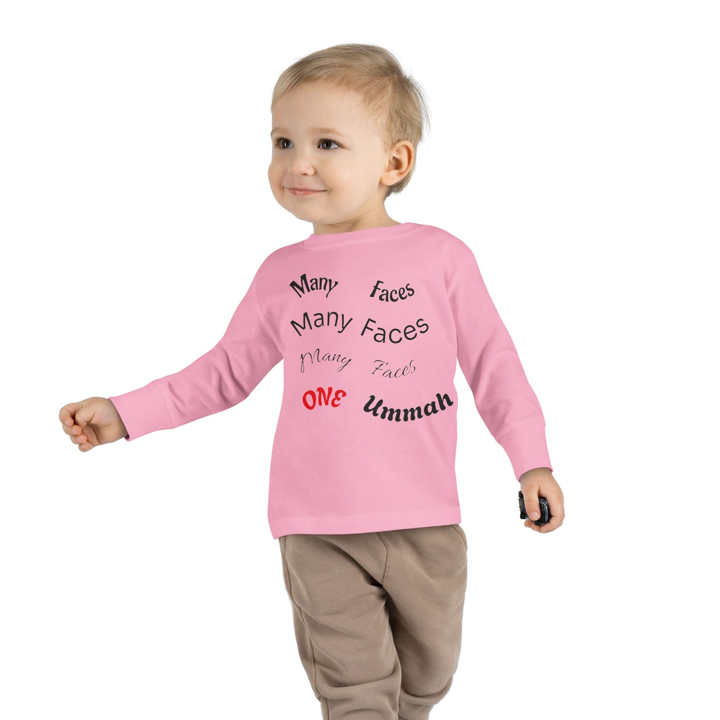 Many Faces One Ummah Toddler Long Sleeve Tee – Joyful Style, Meaningful Message