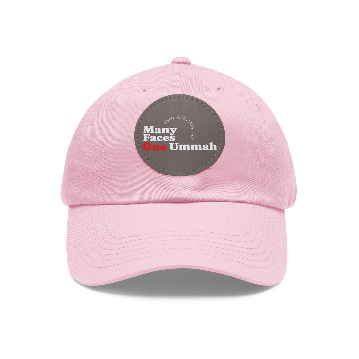 Hat with Leather Patch (Round)Many Faces, One Ummah Leather Patch Hat – Unity You Can Wear