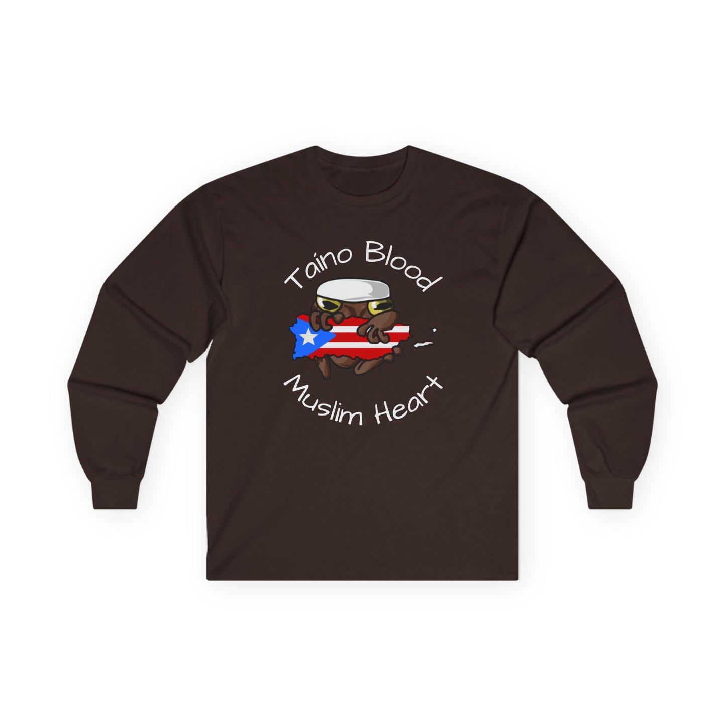 Taino Blood Muslim Heart Long Sleeve Tee — Puerto Rican & Muslim Pride Graphic Shirt
