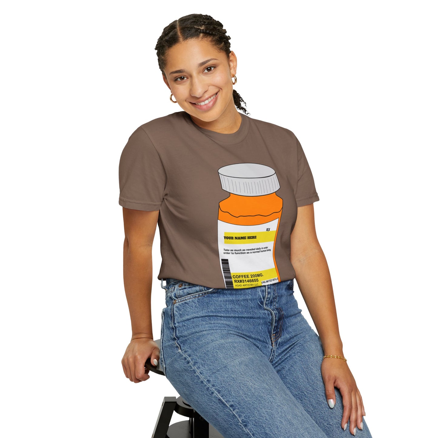 Customizable Prescription Coffee Garment-Dyed T-Shirt – Your Name, Your Statement