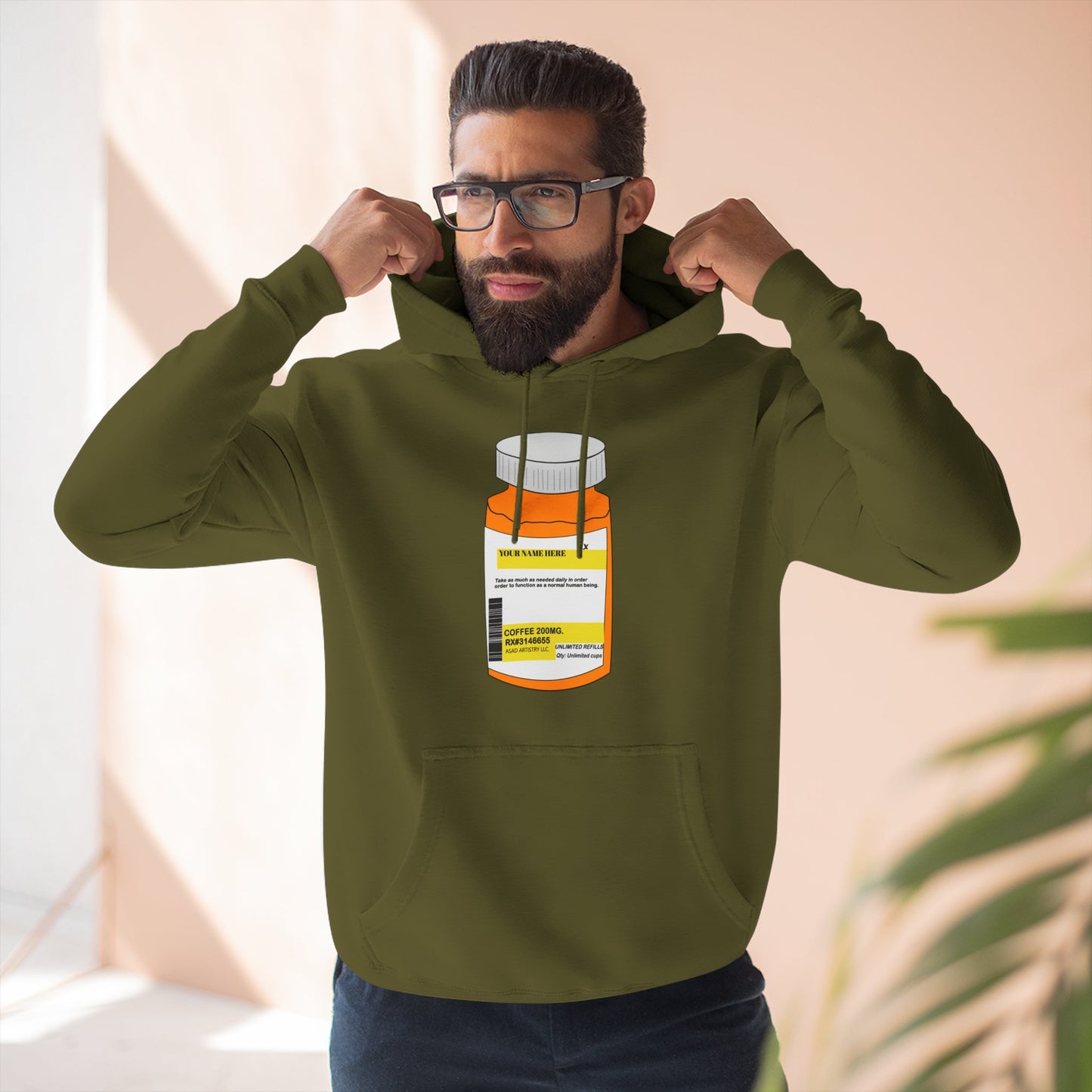 Customizable Prescription Bottle Hoodie - Cozy Medication Inspired Fleece Sweatshirt