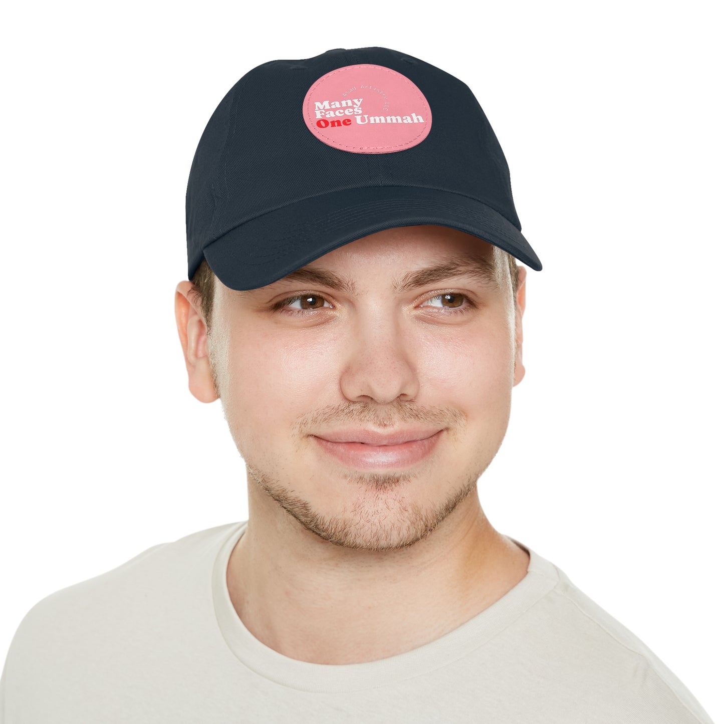 Hat with Leather Patch (Round)Many Faces, One Ummah Leather Patch Hat – Unity You Can Wear