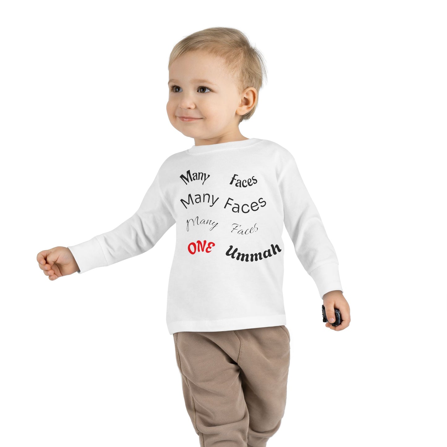 Many Faces One Ummah Toddler Long Sleeve Tee – Joyful Style, Meaningful Message