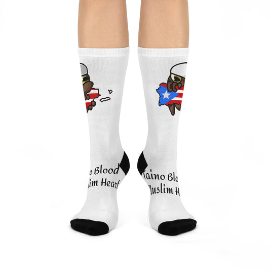 Cushioned Crew Socks — “Taino Blood, Muslim Heart”
