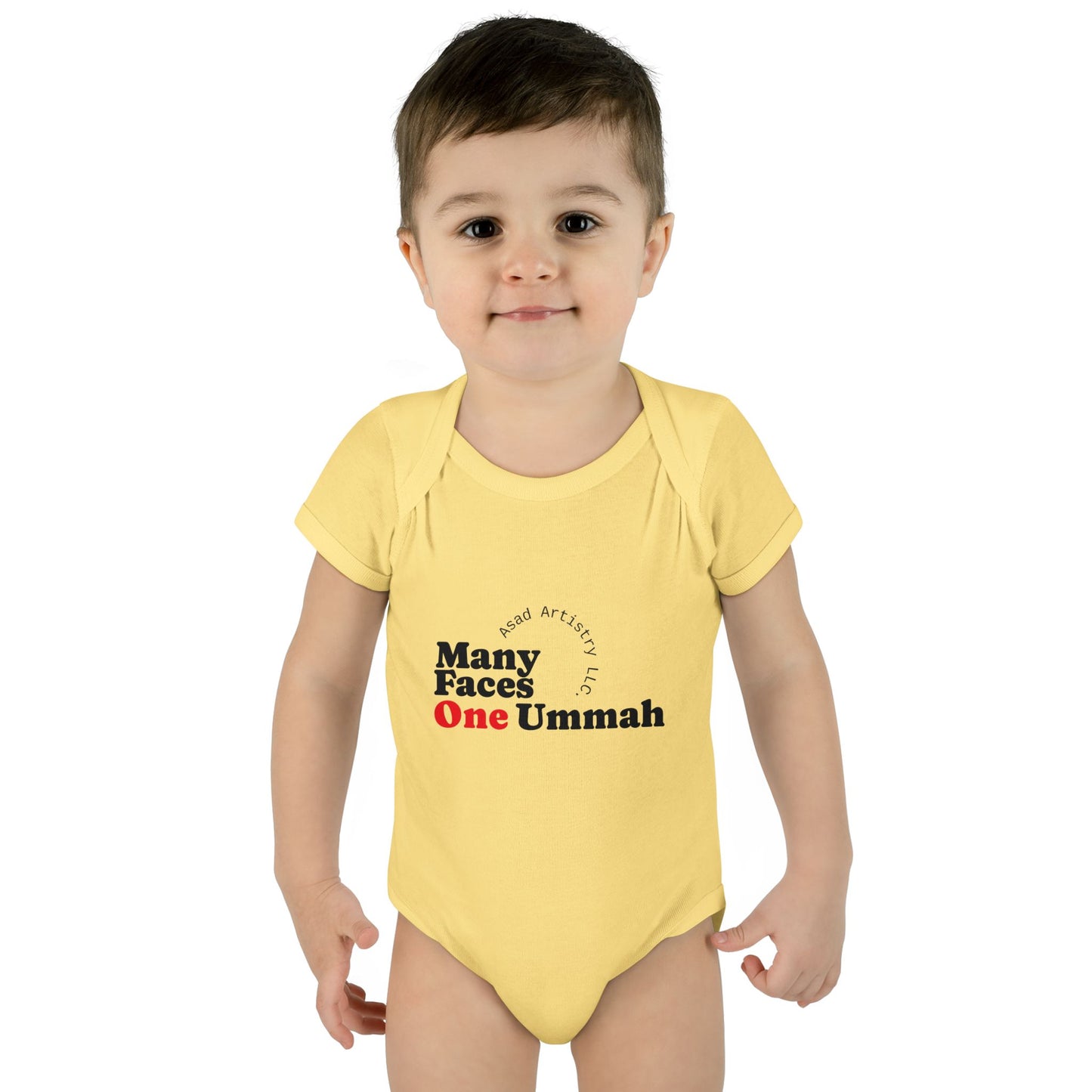 Many Faces One Ummah Infant Bodysuit – Softness, Simplicity, and Unity from Day One