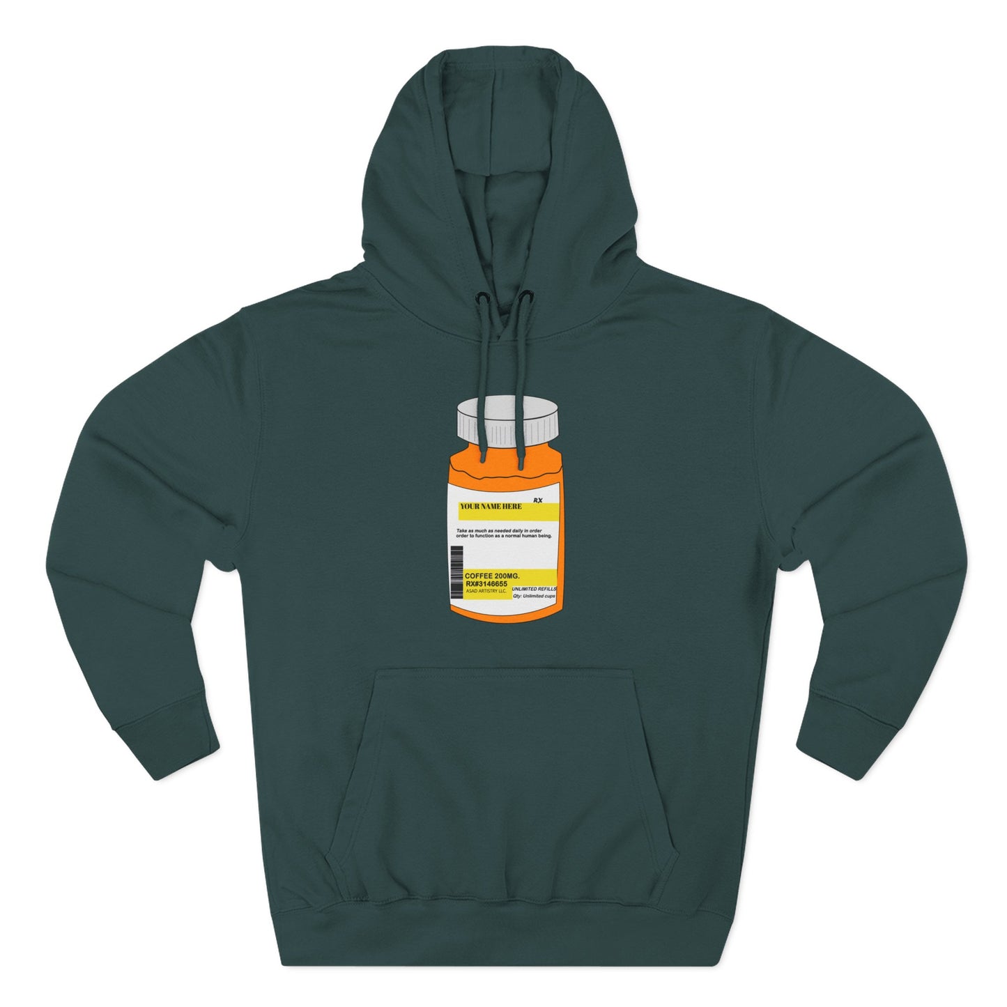 Customizable Prescription Bottle Hoodie - Cozy Medication Inspired Fleece Sweatshirt